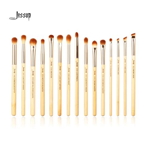 Jessup Brand 15pcs Beauty Bamboo Professional Makeup Brushes Set Make Up Brush Tools Kit Eye