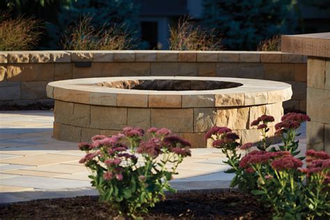 Concrete pavers for fire pit, masonry fire pits outdoor, blocks for a fire pit, concrete fire pit ring, ledgestone fire pit kit, best base for fire pit. Picturesque Patio: fire pit created from concrete ...