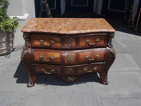 Pair Of Italian Marble Top Ormolu Bombay Commodes Circa 1870 For Sale