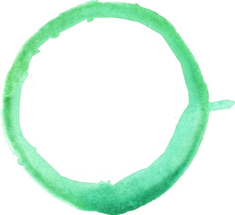 6 Green Watercolor Circle Png Transparent