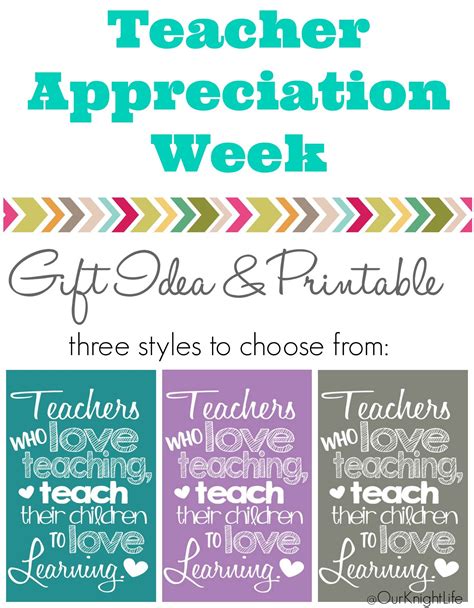 Free Teacher Appreciation Printable Teachers Who Love Teaching Our