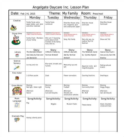 Daily Lesson Plan Template For Preschool
