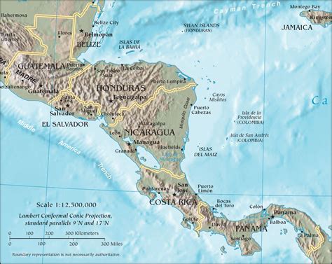 Relieve De América Central Tamaño Completo