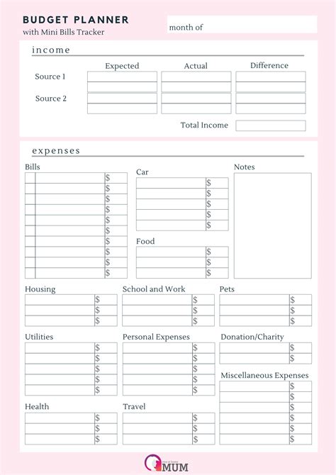 Financial Budget Planner Printables Trakfiln