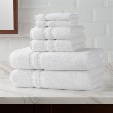 Hotel Style Turkish Cotton Bath Towel Collection 6 Piece Set White