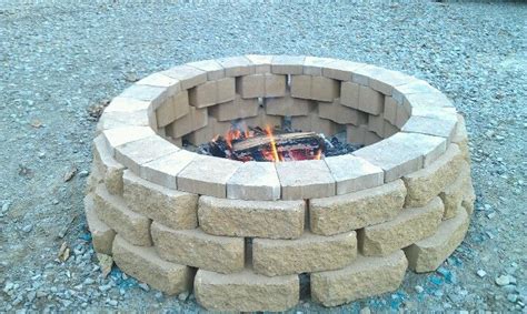 Before you begin building, consult your local fire code to see if fire pits are allowed in your city and, if so, how far away the fire pit has to be from a structure. Our homemade firepit made from stackable Windsor retaining ...