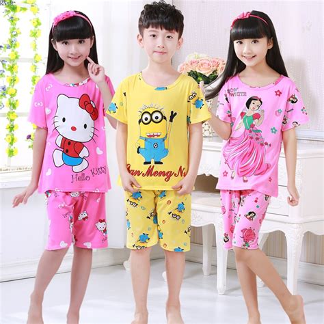 Childrens Pajamas Set 2019 Summer Short Sleeve Boy Pijamas Girls Cute