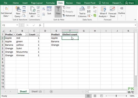 Make A Distinct Count Of Unique Values In Excel How To