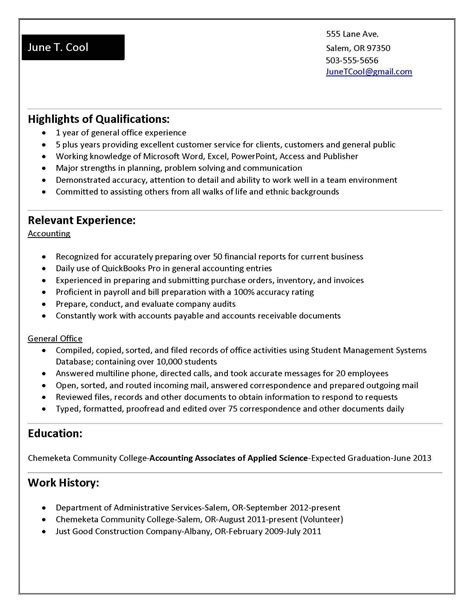 Functional Resume Example For Students Free Resume Ideas