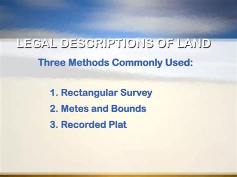 Ppt Legal Descriptions Of Land Powerpoint Presentation Free Download