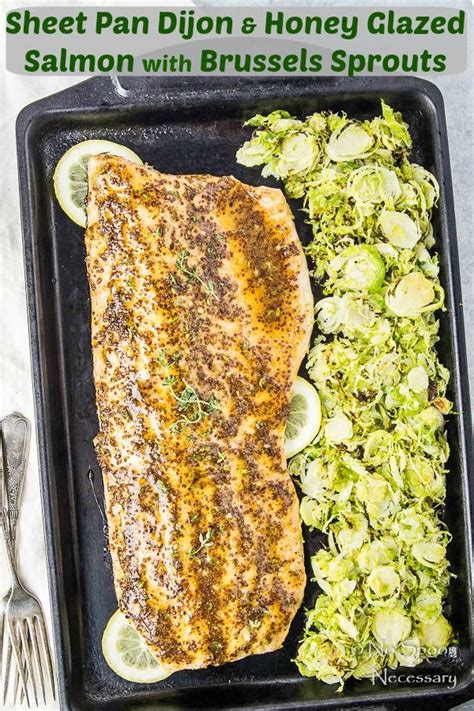 Sheet Pan Dijon Honey Glazed Salmon With Brussels Sprouts Fish
