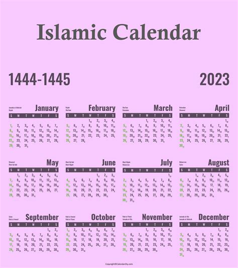 Islamic Calendar 2023 Hijri Calendar 1445