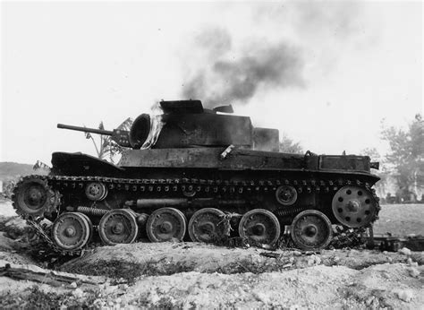 Japanese Type 97 Chi Ha 9th Tank Regiment On Fire Saipan 1944 World