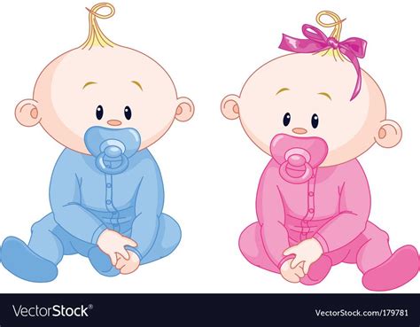 Two Babies Royalty Free Vector Image Vectorstock Baby Girl Clipart