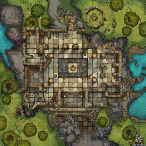 Oc Art Battle Map 30x30 Temple Ruins Rdnd