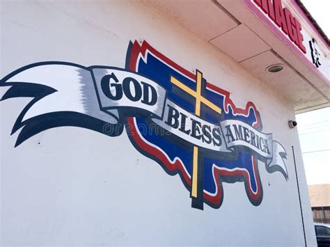 God Bless America Sign With Cross Editorial Photography Image Of