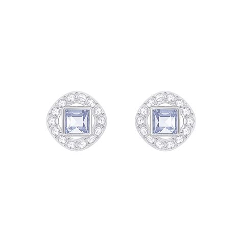 Swarovski Angelic Square Pierced Earrings Blue Rhodium Plating