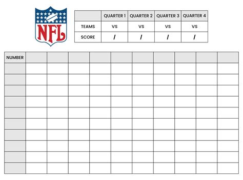 Printable Super Bowl Square Sheet