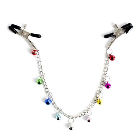 Romeonight Fetish Fantasy Coloured Bells Chain Adjustable Nipple Clamps