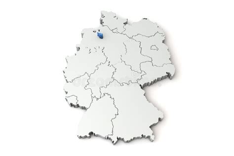 Kaart Van Duitsland Waarop De Regio Bremen D Rendering Wordt Getoond Stock Illustratie