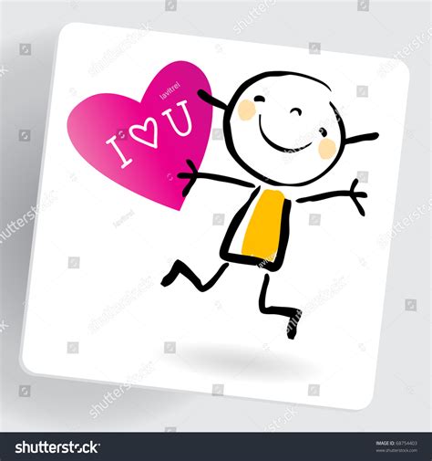 I Love You Message On Note Paper With Cartoon Cute Kid Holding A Heart