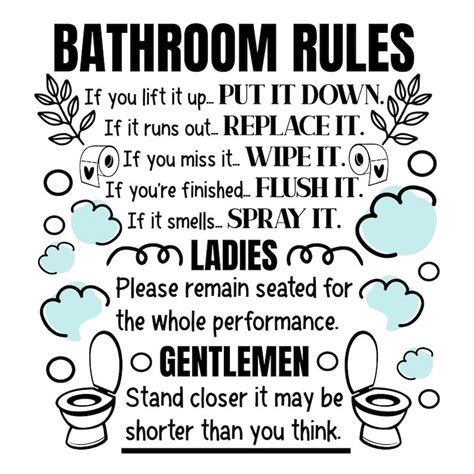 Bathroom Rules Svg Sign Bathroom Svg Bathroom Funny Sign Etsy Bathroom Svg Bathroom Rules