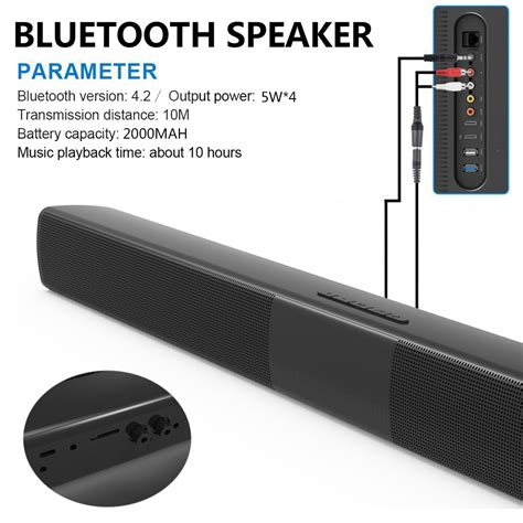 20W Bluetooth Speaker Subwoofer Home Theater Soundbar Super Bass
