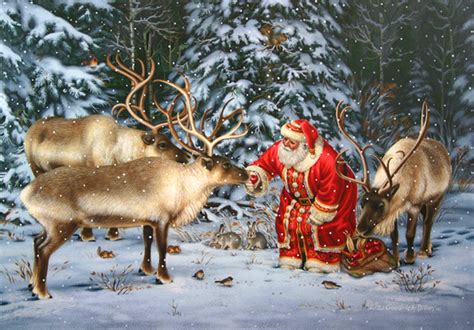 Images Of Classic Vintage Santa Claus With His Pets