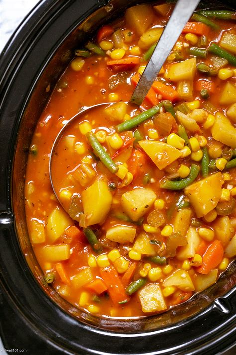 Slow Cooker Vegetable Soup Recipe Crockpot Vegetable Soup — Eatwell101