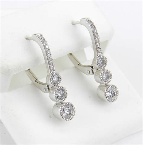 White Gold Ct Diamond Drop Earrings Diamond Drop Earrings