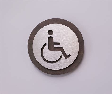 Wood And Metal Handicap Door Sign Handicapped Restroom Sign Bathroom