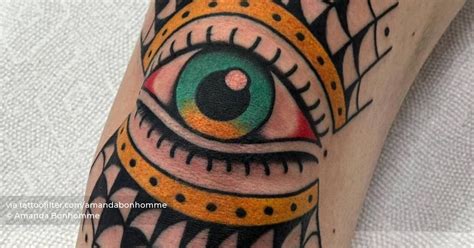 Traditional Style Eye Tattoo Located On The Elbow