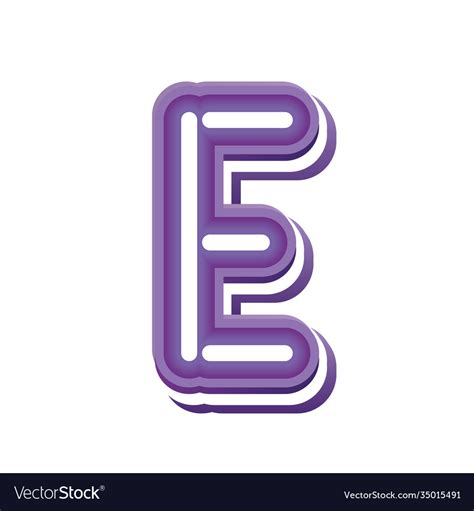 Letter E In Purple Neon Font Royalty Free Vector Image