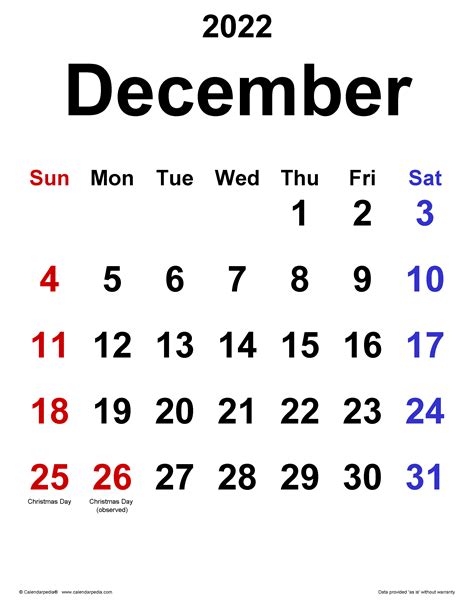 Free Editable December 2022 Calendar