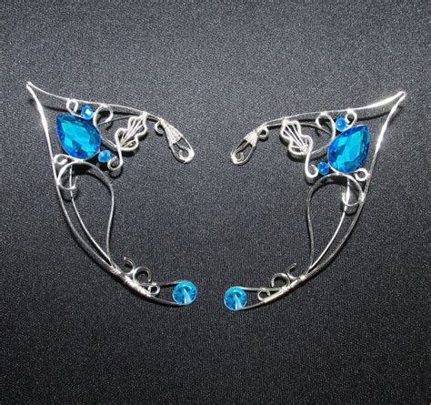 Summer Blue Wire Elf Ears Costume Elf Ears With Swarovski Etsy