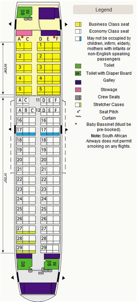 South African Airways Airlines Aircraft Seatmaps Airline Seating Maps