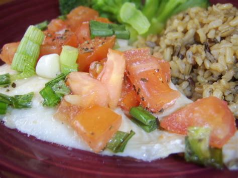 Spray a grill basket or grill pan with holes with non stick spray. Baked Flounder Fillets With Scallions And Chopped Tomato Recipe - Genius Kitchen