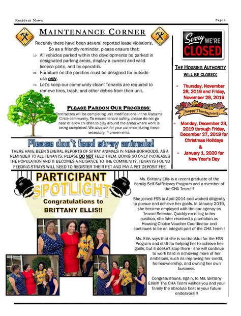 Cha Quarterly Newsletter Housing Authority Of The City Of Carrollton