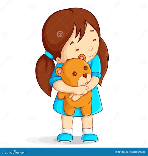 Baby Girl With Teddy Bear Vector Illustration 25438598