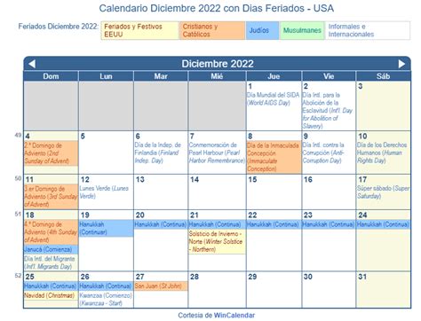 Calendario Diciembre 2022 Para Imprimir Estados Unidos
