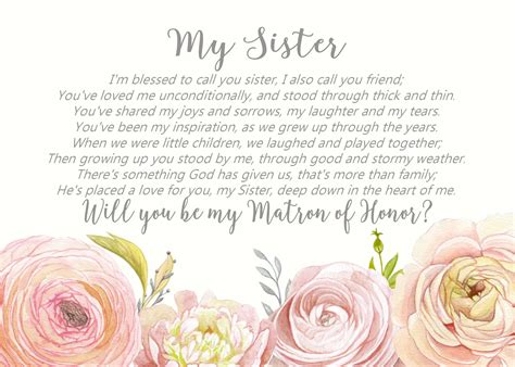 Sister Will You Be My Maid Of Honor Proposal Matron Cream Pink Etsy
