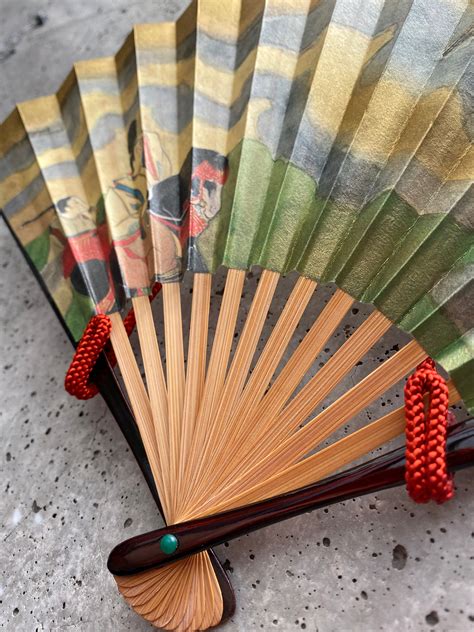 Japanese Vintage Fan Vintage Paper Fan Folding Mini Hand Fan Etsy