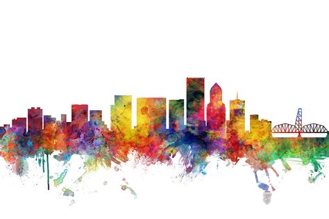 Portland Oregon Skyline Digital Art By Michael Tompsett