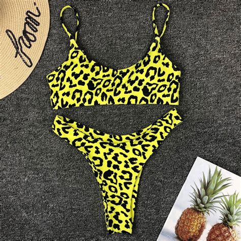 leopard high leg bralette brazilian two piece bikini swimsuit brazilian bikini swimsuits