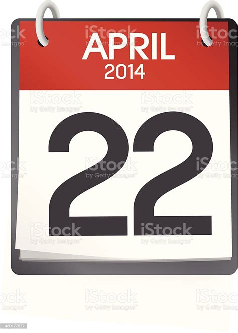 Vector Of Calendar 22nd Of April Stock Illustration Download Image