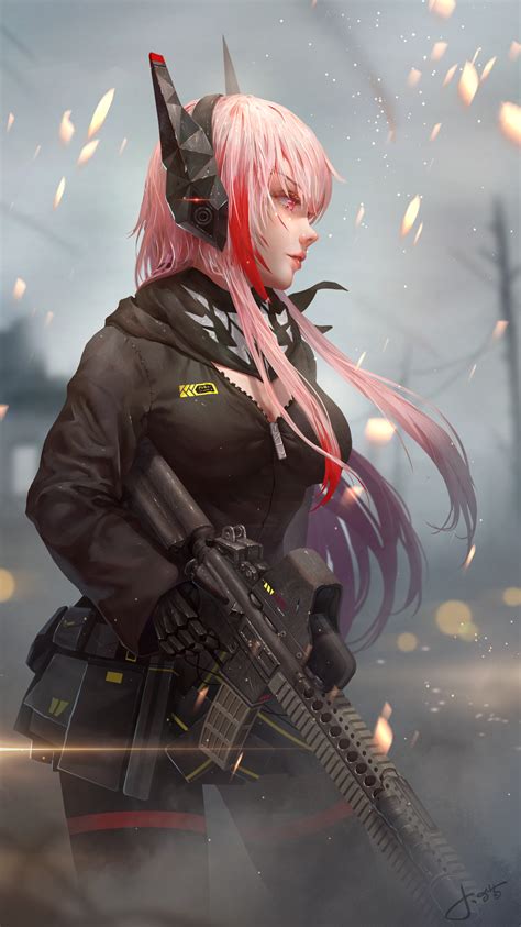 K Wallpaper Anime Girl Guns