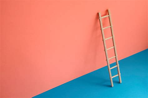 Wooden Ladder On Color Background Stock Photo Download Image Now Istock