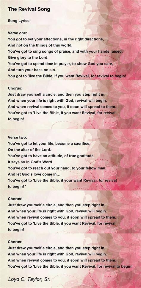 The Revival Song The Revival Song Poem By Loyd C Taylor Sr