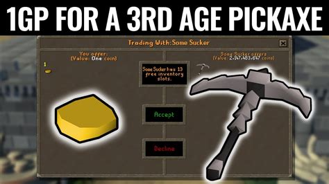 Trading Up 1gp For A 3rd Age Pickaxe Youtube