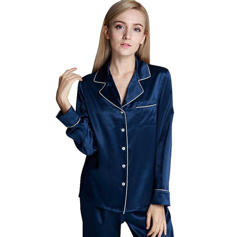 22 Momme Classic Full Length Silk Pajama Set For Women Silk Pajama